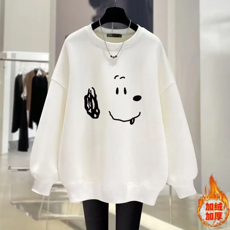 

Sweet Girly Style Winter New Arrivals Women Hoodie Sweatshirt Apricot Lamb Wool Embroidery Cute Puppy Female Loose Pullover