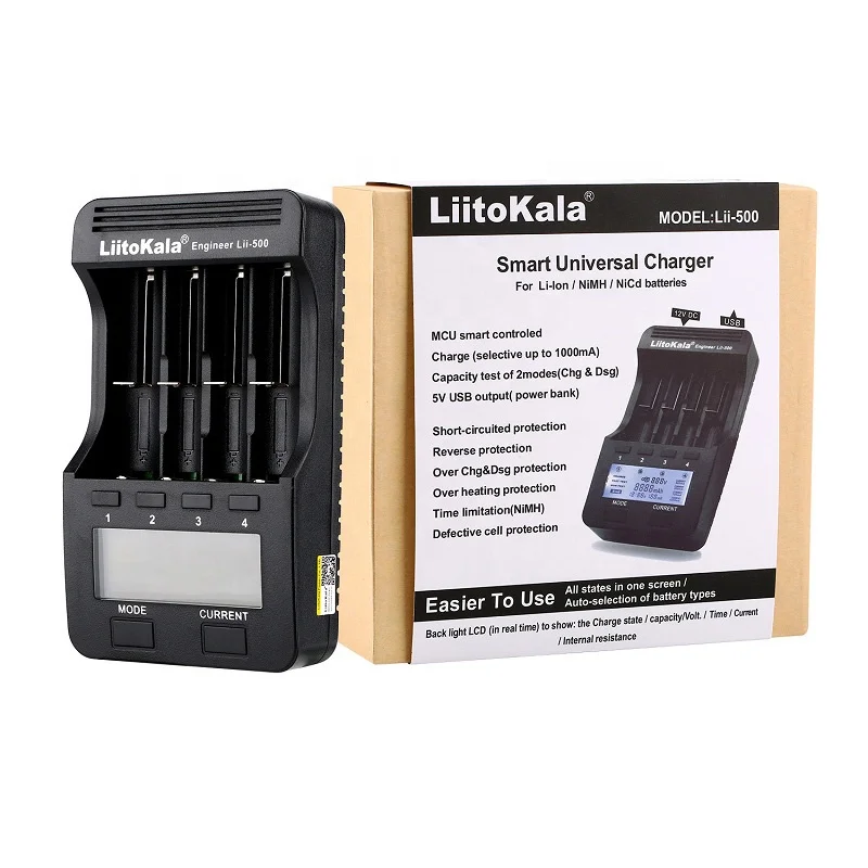 

LiitoKala Lii-500 3,7 В 1,2 В Зарядное устройство ЖК-дисплея 12 В 2 А Автомобильный адаптер для радиоуправляемых деталей Accs Совместимый 18650 26650 16340 14500 10440 18500 AA