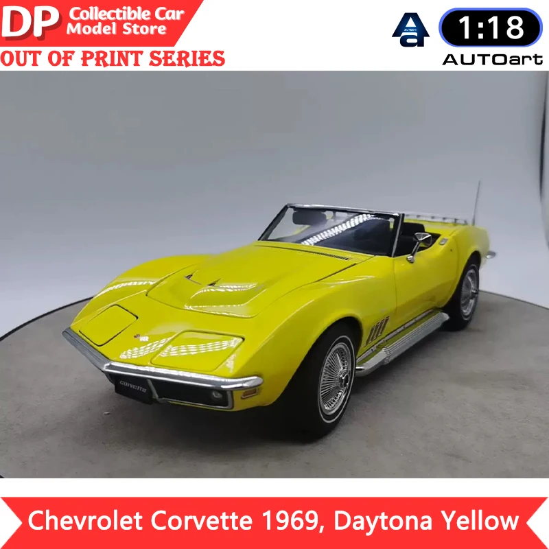 1:18 Autoart Chevrolet Corvette 1969, Daytona Yellow (Limited To 6,000 Pcs) Die-Cast Model Car Out of Print Series