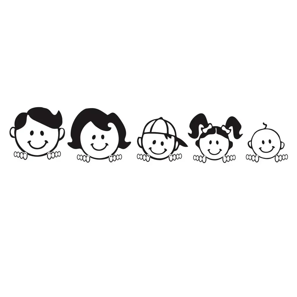 2pcs 5cmx25cm Auto Sticker Happy Family  Sticker Art Design Pattern Body Sticker Auto Waterproof Accessories