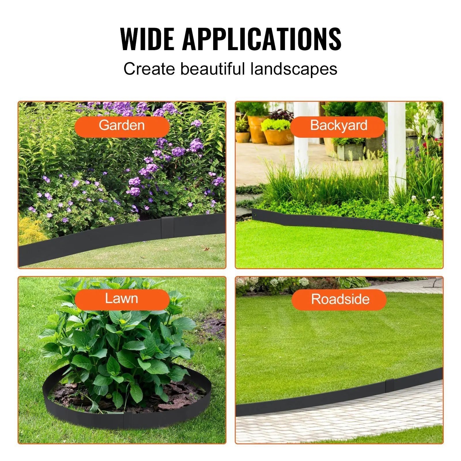 VEVOR Steel Landscape Edging, 4-pack Steel Garden Edging Borders