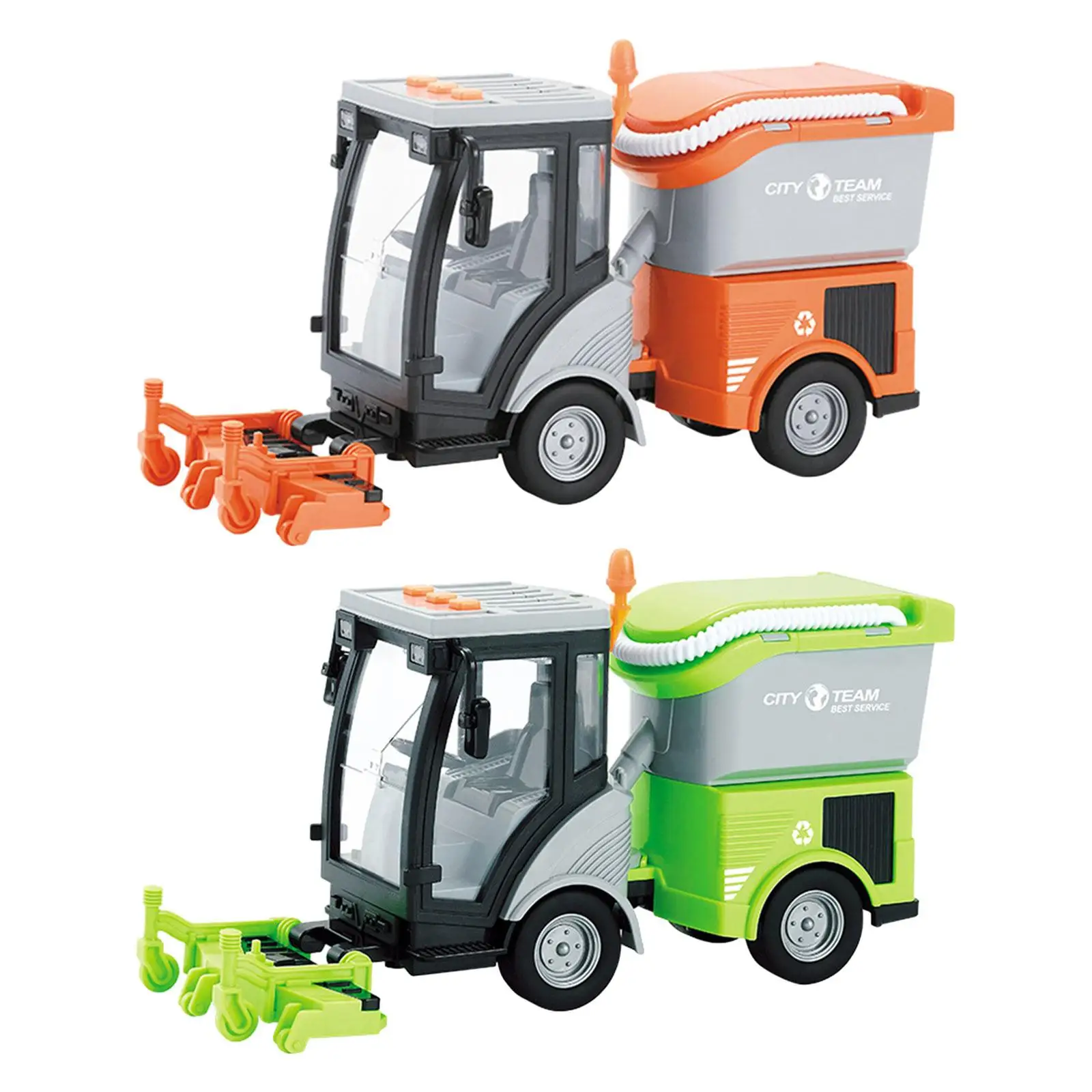 Friction Powered Wheels Vehicle, 1/16 Scale Children Simulation Road Sweeper Toy