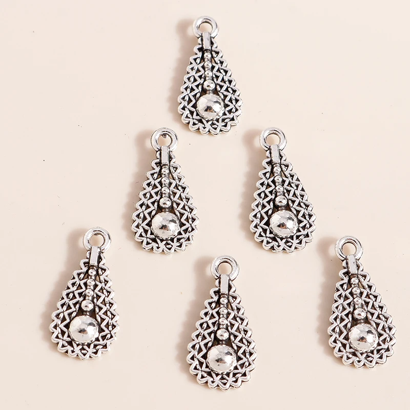 Leslie 50 Stück 17 x 9 mm antik versilbert Tropfen-Charms für Schmuckherstellung, Frauen, Wassertropfen-Anhänger, Halskette, DIY-Ergebnisse – Detail 3