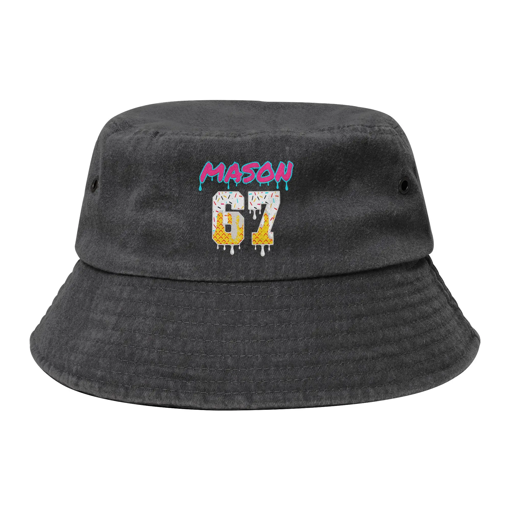 Six Seven Ice Cream Drip Sport 67 Fun Meme Bucket Hats for Men Women Beach Distressed Denim Floppy Hat Outdoor Fisherman Cap