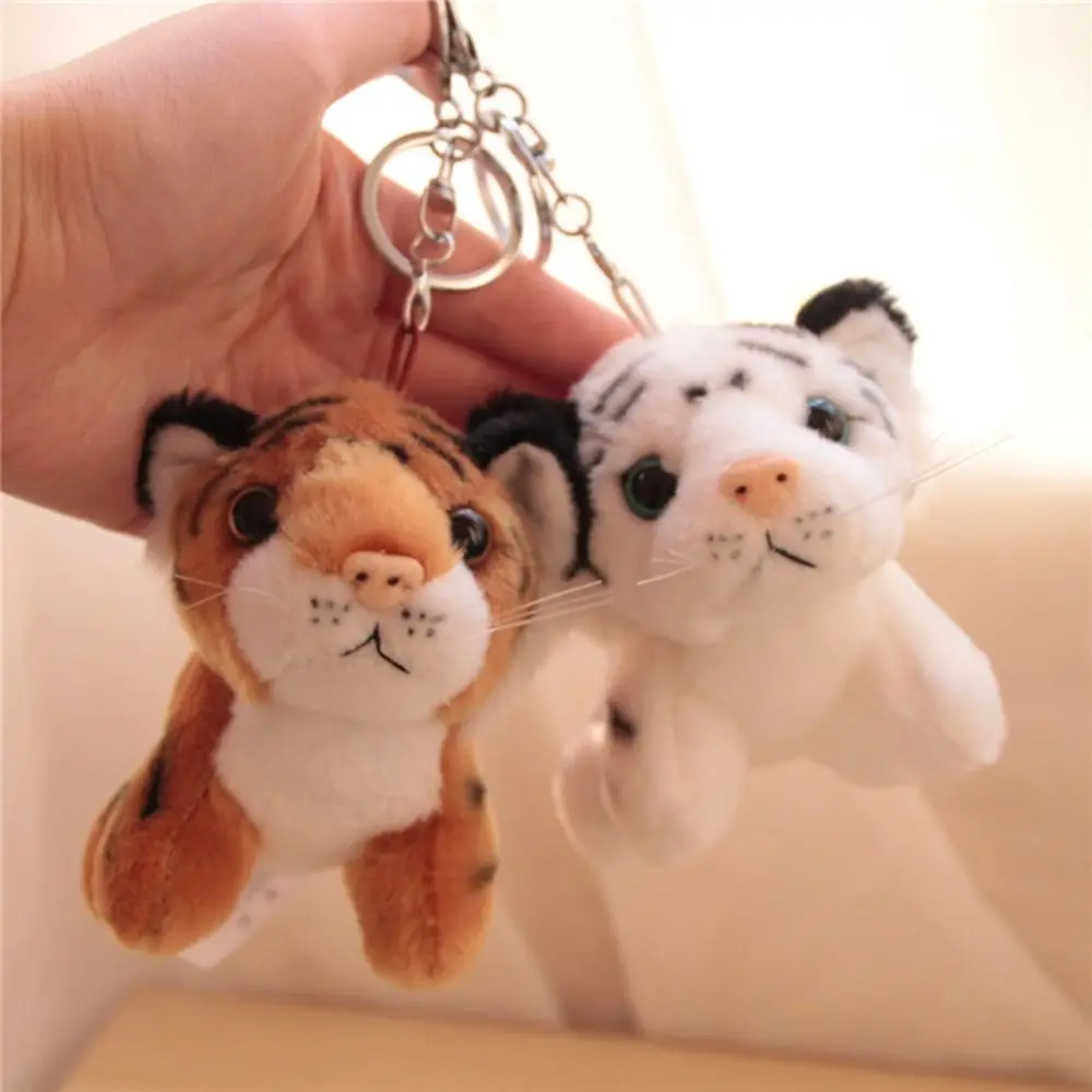 Simpatico peluche tigre portachiavi in peluche cartone animato animale farcito fascino divertente morbido portafoglio appeso decorazione bambini
