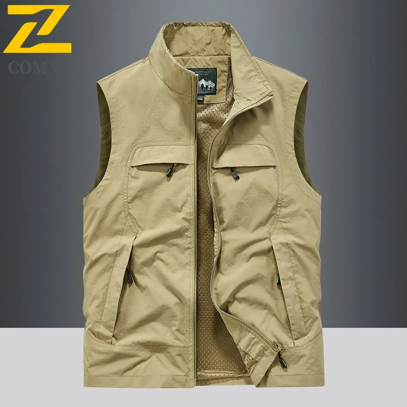 

COMXZ 2025 мужской уличный жилет с несколькими карманами, свободная рабочая одежда, повседневное пальто для молодежи среднего возраста, экспорт, новый модный отдых, спорт на открытом воздухе