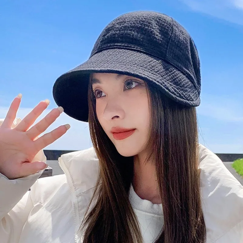 Summer Beach Hat Big Visor Sun Hats for Women Outdoor UV Protection Sport Baseball Cap Foldable Fisherman Cap Waffle Bucket Hat image 3