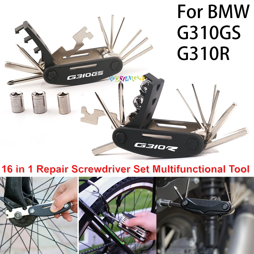 

Логотип для BMW G310GS G310R GS, аксессуары для мотоциклов, комбинированный инструмент, набор отверток для ремонта, 16 в 1, многофункциональный инструмент