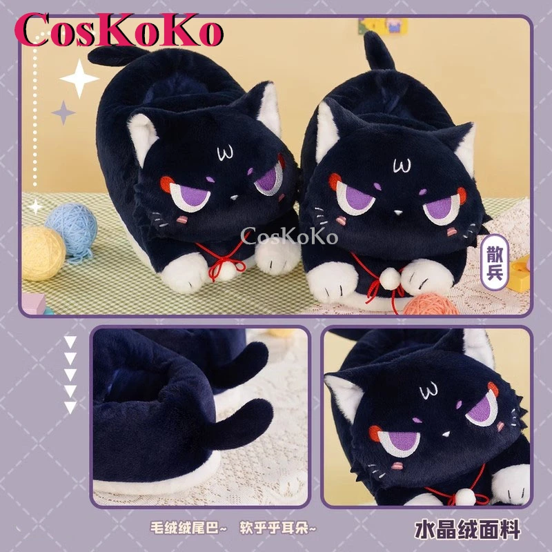 CosKoKo-Jogo Genshin Impact Plush Chinelos, Neuvillette, Scaramouche, Zhongli, Xiao, Kaedehara Kazuha, Tighnari, Lyney, Lynette, sapatos