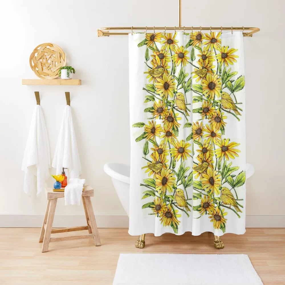 

Wrens and Black-eyed Susans Shower Curtain Bathroom Accessory Cover Accessories For Shower And Services Curtain