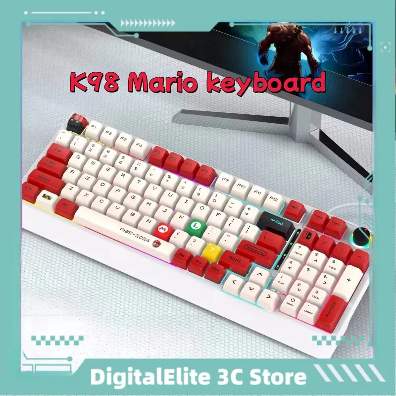 K98 Mechanical Keyboard  Wired Blue Axis Red Axis Dual Color Injection Molding Heat Sublimation Keycaps Gaming Computer Parts