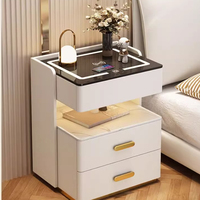 Nightstand Tri color light bedside table wireless charging USB Bluetooth dual speakers password lock furniture Storage locker