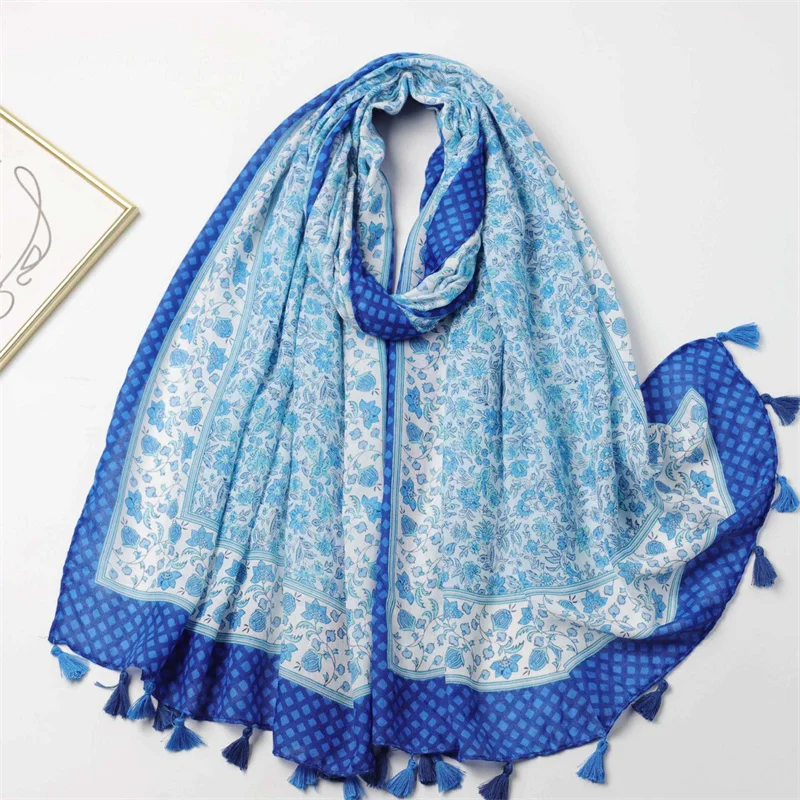 Écharpe en viscose florale de jardin optique d'hiver pour femme, châles et enveloppes doux de haute qualité, étole Pashmina, Bufandas, musulman, 180x90cm