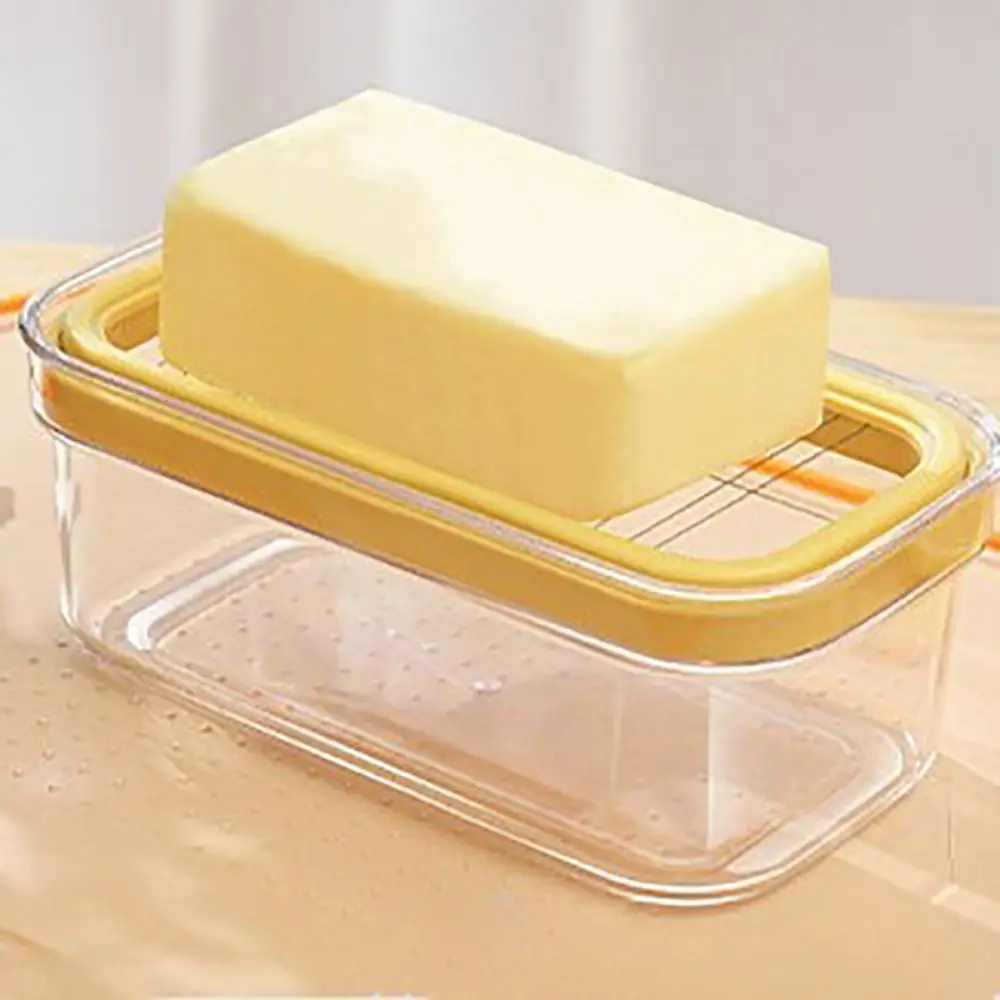 

Durable Hand Press Butter Keeper Anti-Scratch Plastic Butter Slicing Box with Sealing Lid Cheese Storage Box Fridge