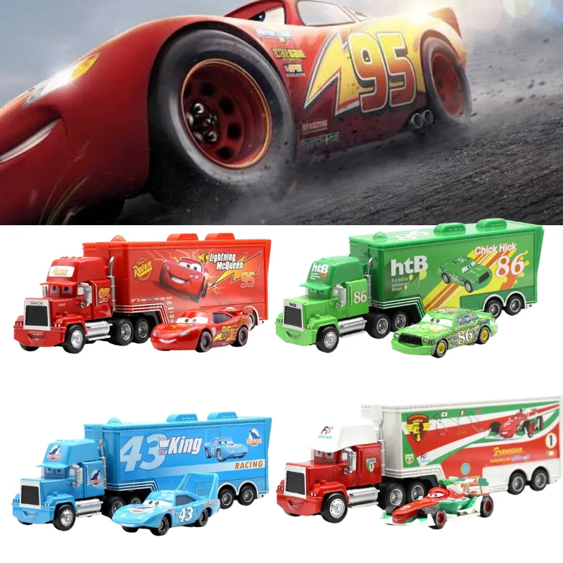 2026 Neues Disney Pixar Cars And Truck Set Lightning Mcqueen Uncle Mack Model Trucks Rennwagen Neujahr Geburtstagsgeschenk für Kinder