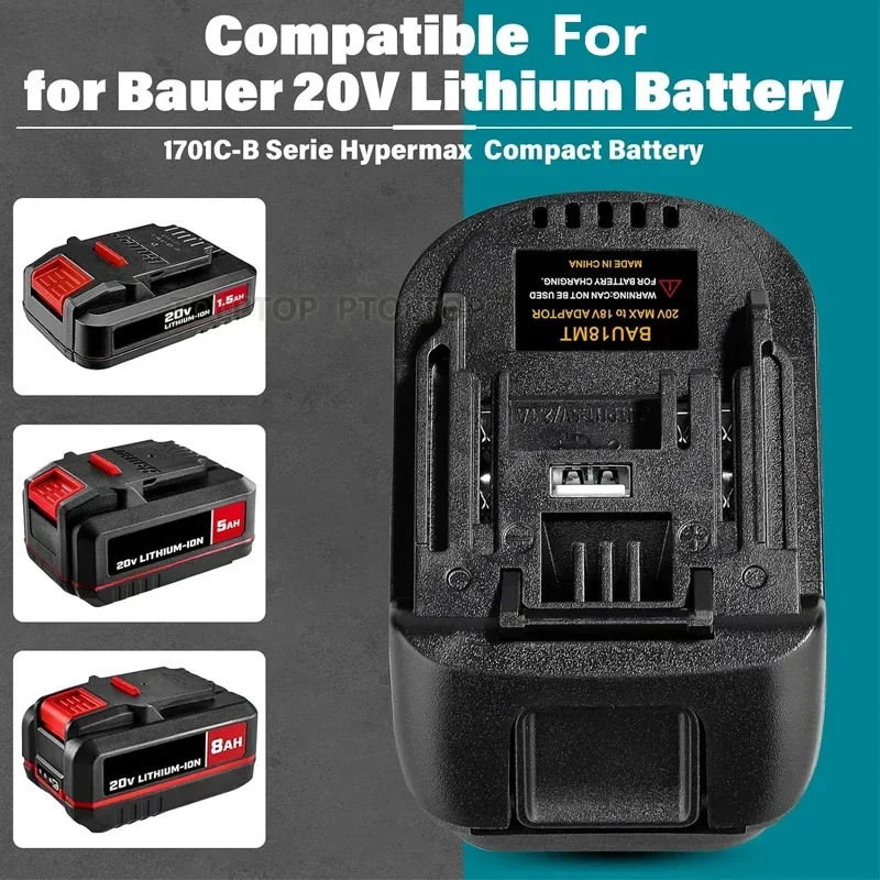 Power Tool Accessories Battery Adapter for Bauer 20V Lithium Battery Converter to Makita/Milwaukee/Dewalt 18V 20V Power Tools