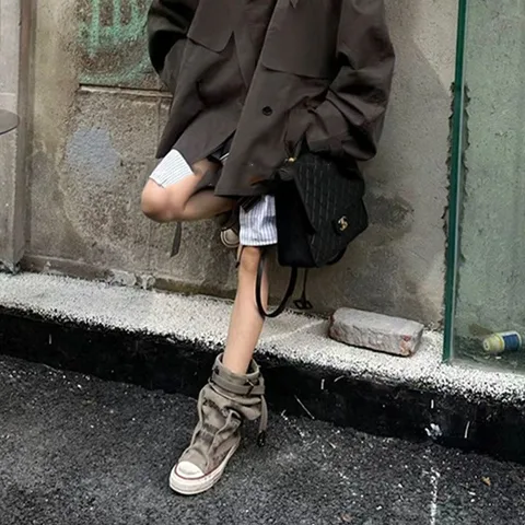Women Canvas Sneakers Flats Designer Mid Calf Snow Boots Fashion Shoes Woman 2024 Trend New Winter Punk Chelsea Boots Lady Shoes