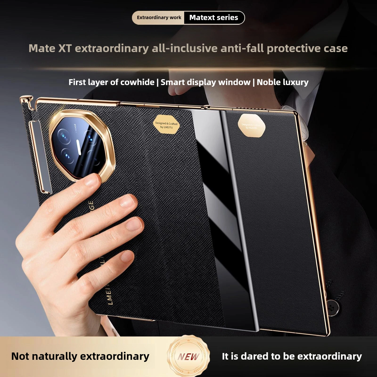 Luxurious genuine leather for Huawei Mate XT Case Folding smart screen extraordinary master all-inclusive Case for mate xt