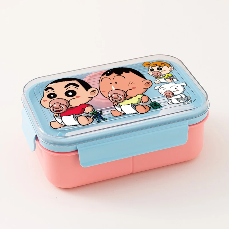 Crayon Shin-chan Bento Boxes Food Containers with Compartment and Tableware Cartoon Lunch Box Work School Microwave Oven Heating