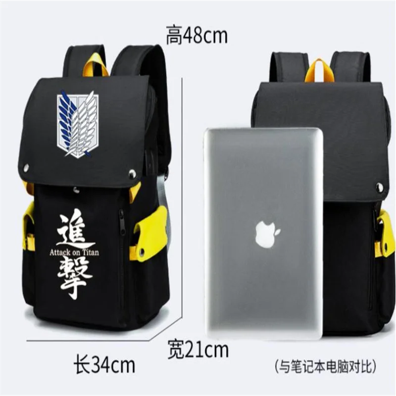 Sac à dos imprimé Demon Slayer pour adolescents, cartable Mochila, cartable Anime, sac d'extérieur pour hommes et femmes, port de charge USB, sac pour ordinateur portable lancé