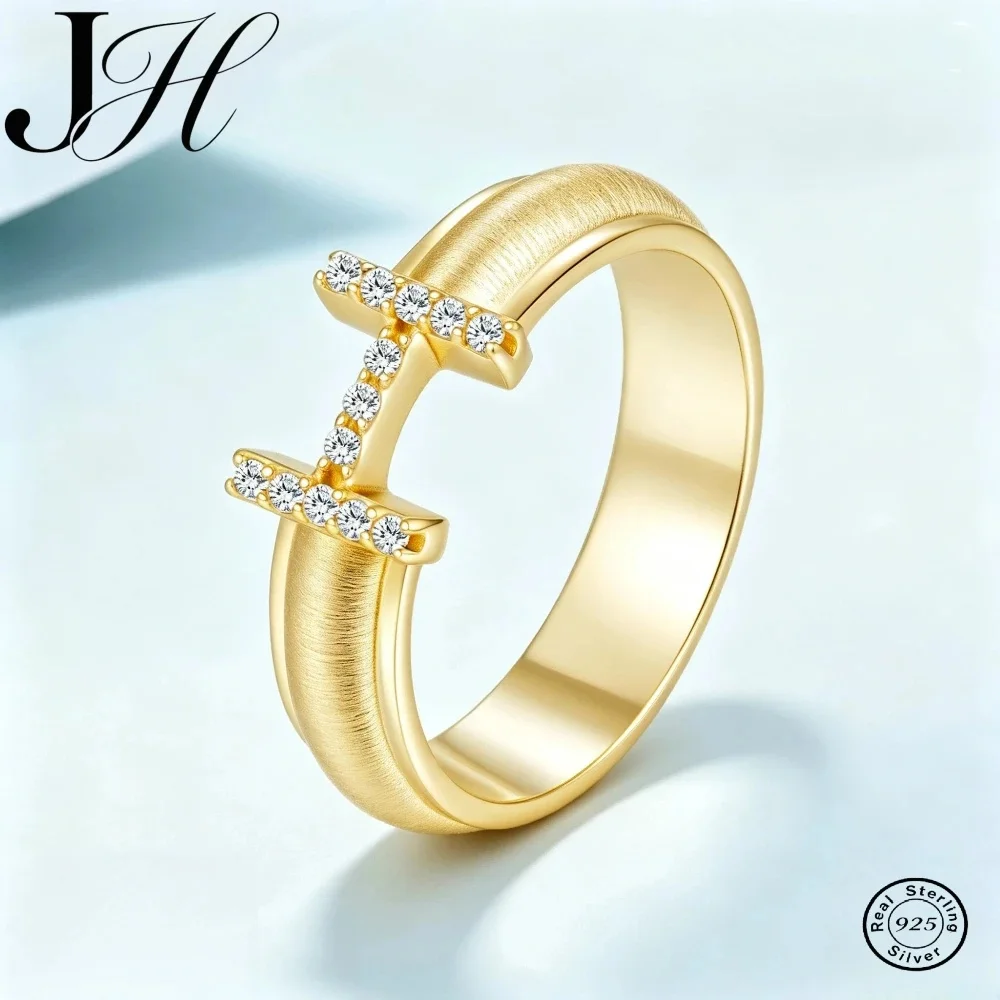 JOIAS HOME Brushed Textured Moissanite Ring Sparkling Created Gemstone Ring 925 Sterling Silver Wedding Party Jewelry For Women