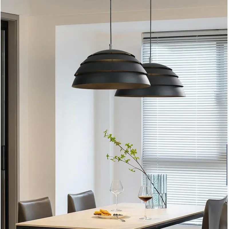 Luces LED colgantes de Arte Moderno, lámpara colgante de bombilla E27 de Metal blanco y negro para Bar, comedor, cafetería, cable ajustable de 2024 cm, 150 S