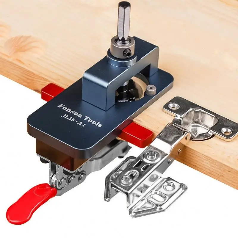 

W-134 Adjustable Hinge Boring Jig Concealed Hinge Drilling Guide Jig Aluminum Alloy Hinge Hole Opener Template Puncher Locator
