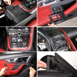 For Jaguar F-TYPE 2013-2022 Soft carbon fibre Interior Modification Center Control Trim Strip Door Trim Sticker Car Accessories