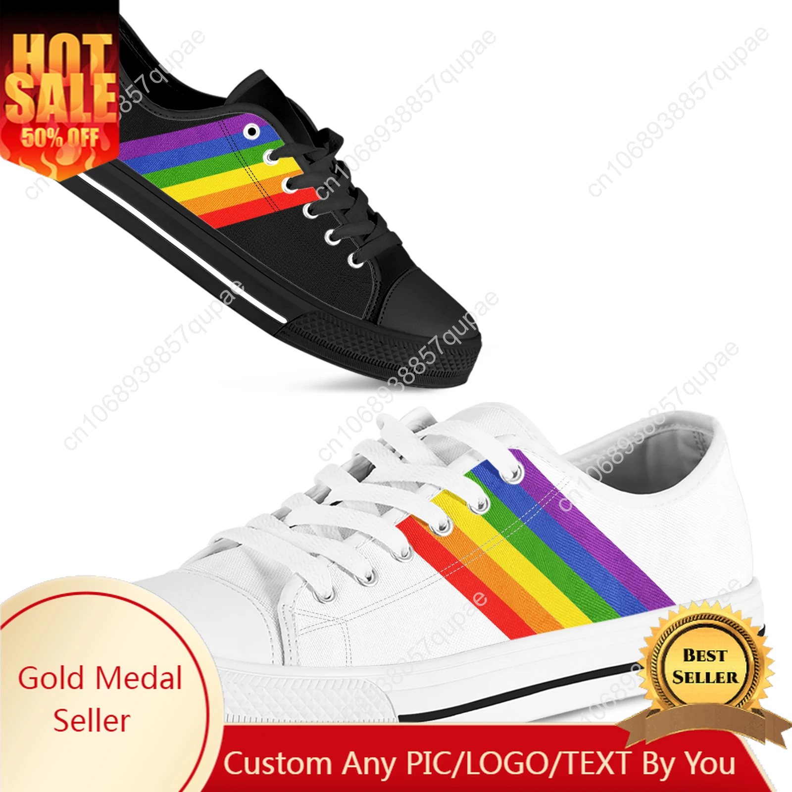 Baskets en toile pour femmes et hommes, chaussures de couple, chaussures de sport décontractées, chaussures plates à lacets pour adultes, LGBT Pride