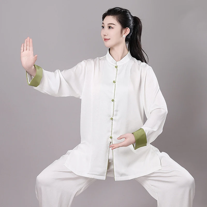 2025 New Tai Chi Suit, Mandarin Collar & Frog Buttons Baduanjin Uniform for Competition & Practice, Two-Tone