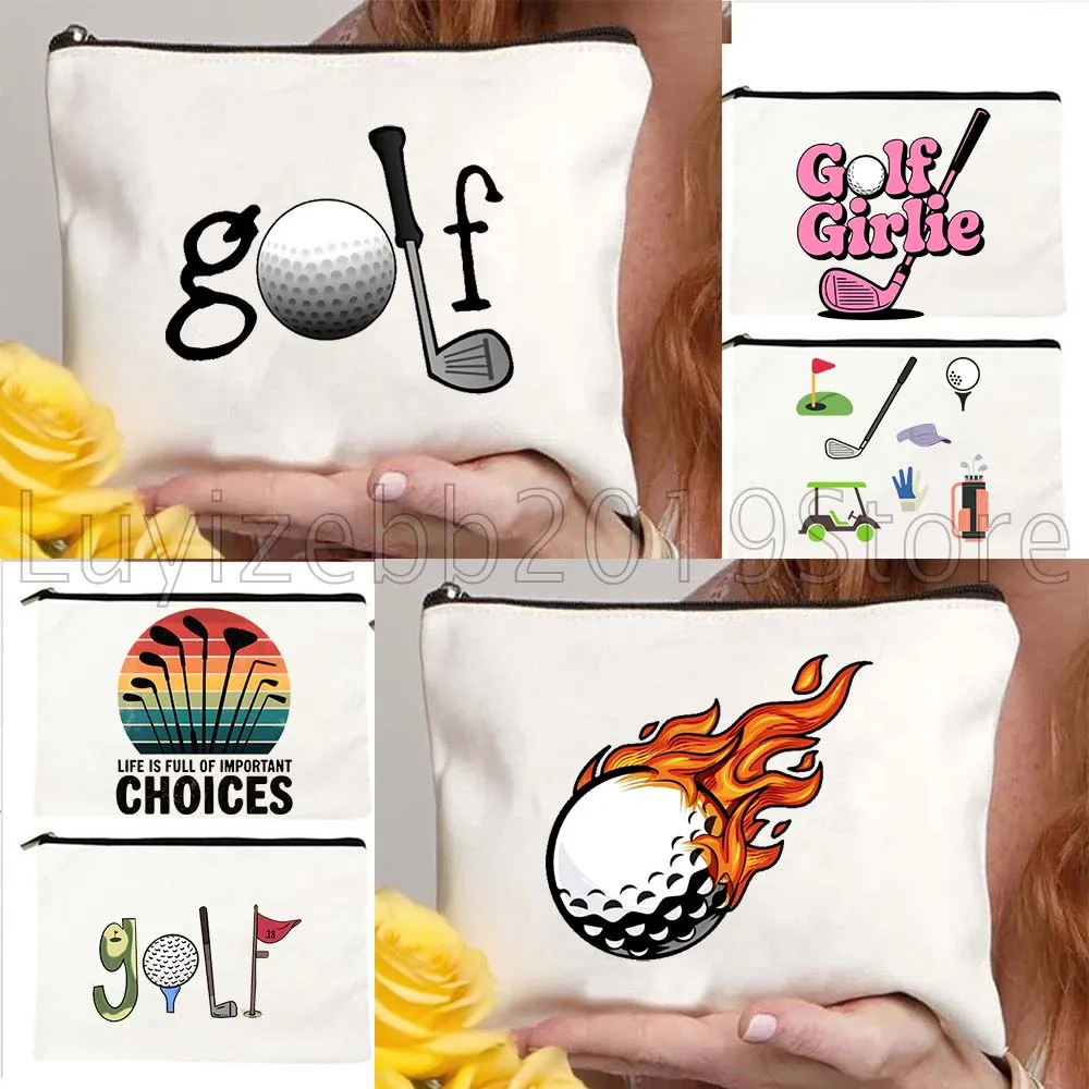 

Гольф Гольф Спортивный игрок Любитель подарки Мужчины Женщины Холщовая косметичка Косметичка Дорожный органайзер для туалетных принадлежностей Чехол для хранения
