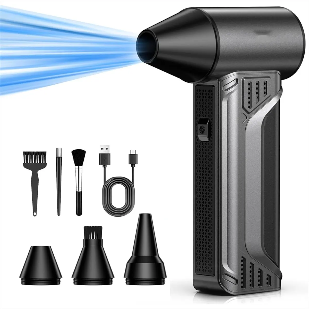 Budget-Friendly-Compressed Air Duster 180000RPM, with 3 Gears Adjustable, Rechargeable 10000mAh Battery for Keyboard/PC/Car/Outd