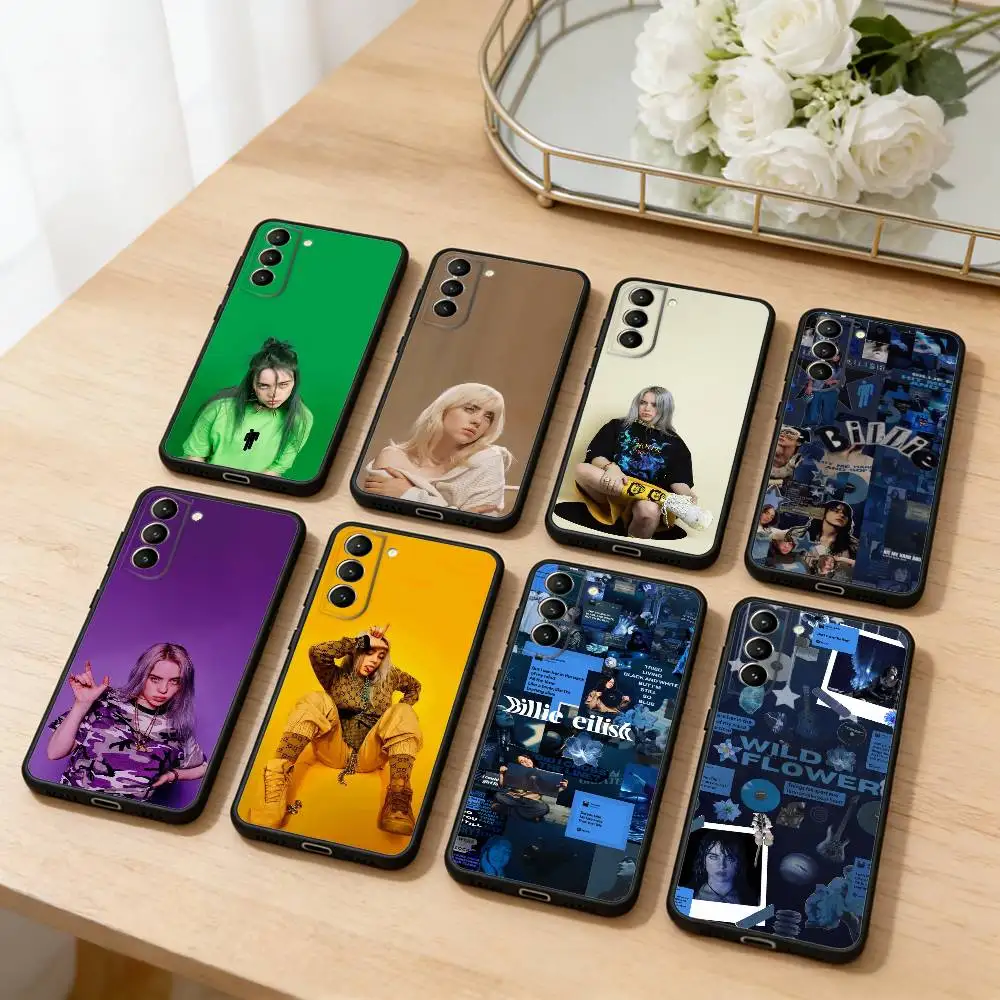 

E-EilishB-BillieS Phone Case For Samsung S25,24,23,22,30,21,10,9,Ultra,Plus,Lite,FE,4,5 G Soft Black Case