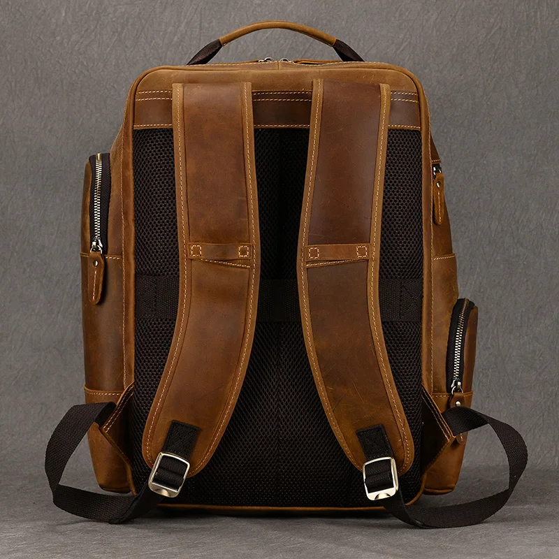 Hot Multifunction Fashion Men Backpack Vintage Leather Backpack Leather School Bag Neutral Large Travel Backpack Daypack Men