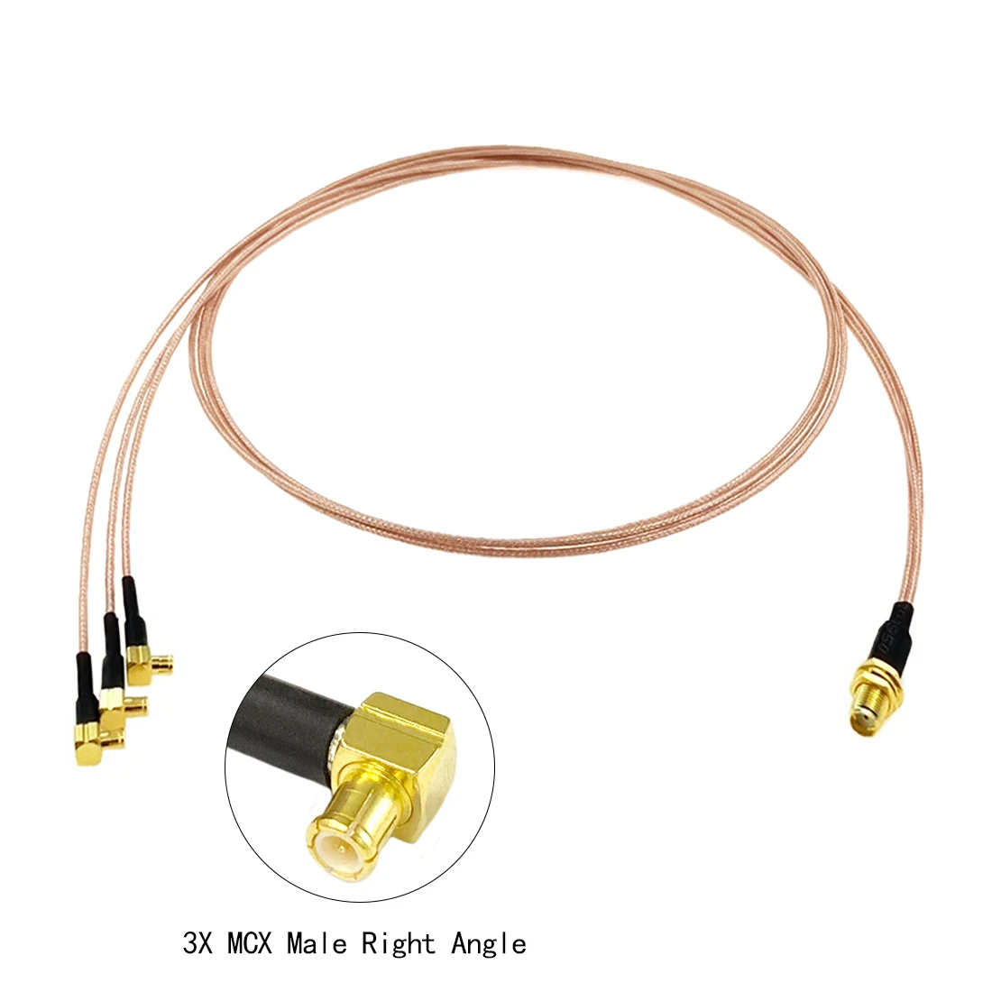 SMA Female Nut to 3X MCX Male Right Angle Splitter Combiner Pigtail Cable RG178 15cm 6