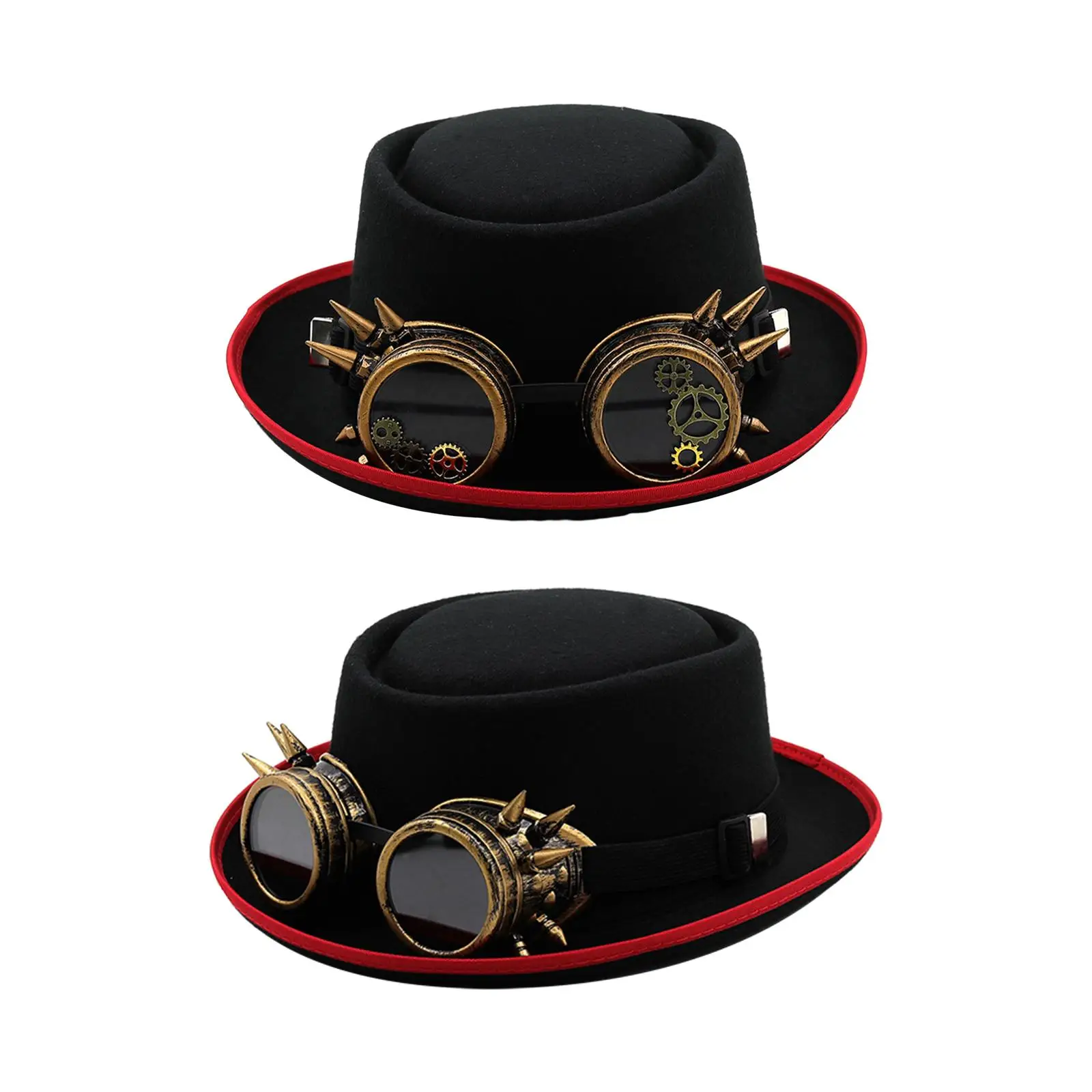 Steampunk Top Hat Black with Goggles Classic Punk Cosplay Headgear for Dress up Mardi Gras Stage Performances Carnival Halloween