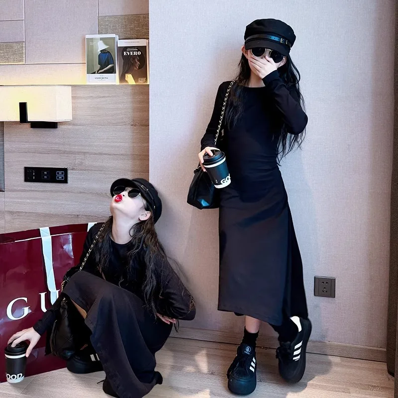 New Autumn Winter Slim French Kids irregular Girl Clothes Long princess party Dresses Teenager 4 5 6 8 9 10 14 12 Year Korea
