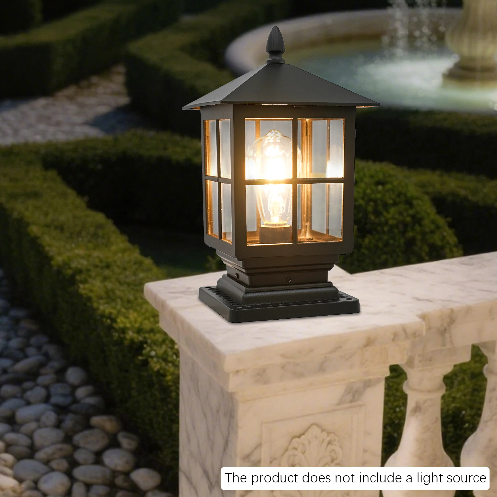 Aluminum Alloy Post Light with Wall Switch, Outdoor Post Lantern Max 40W, Post Light for Sidewalks, Paths, Stores