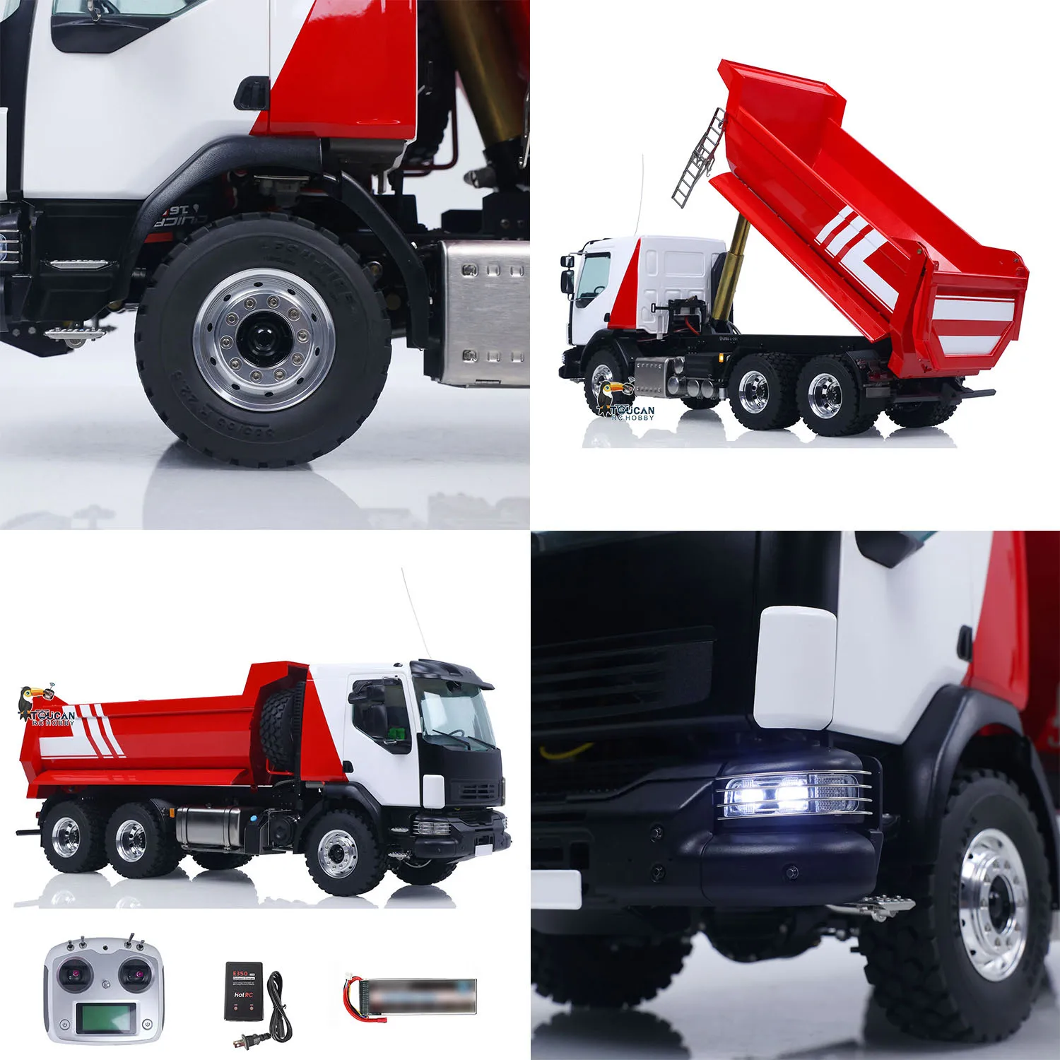 

LESU 1/14 Hydraulic RC Dump Truck 6*6 RTR Radio Control Tipper 2Speed Gearbox Differential Lock Metal Chassis Flysky I6S Radio