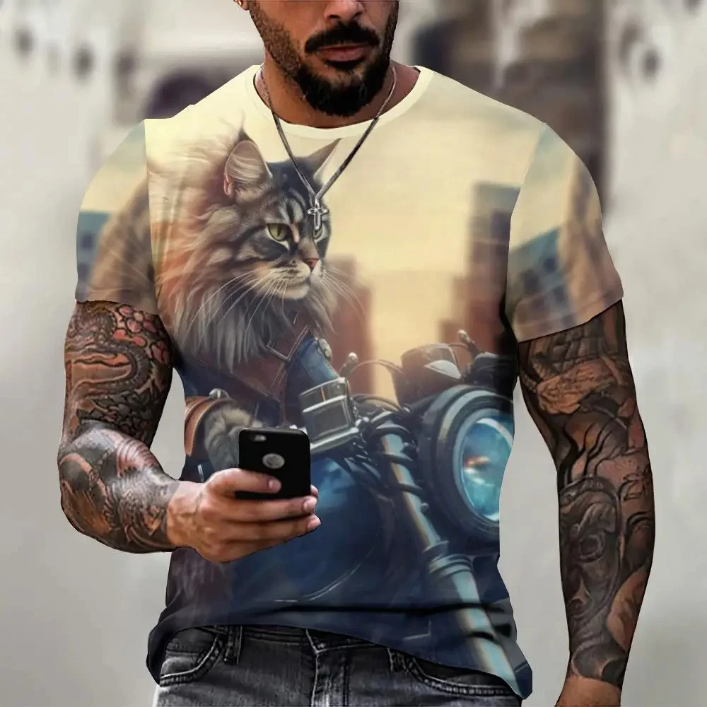 T-shirt imprimé Stray Cat pour hommes, T-shirt à manches courtes, Respzed, Vêtements d'été, Streetwear décontracté