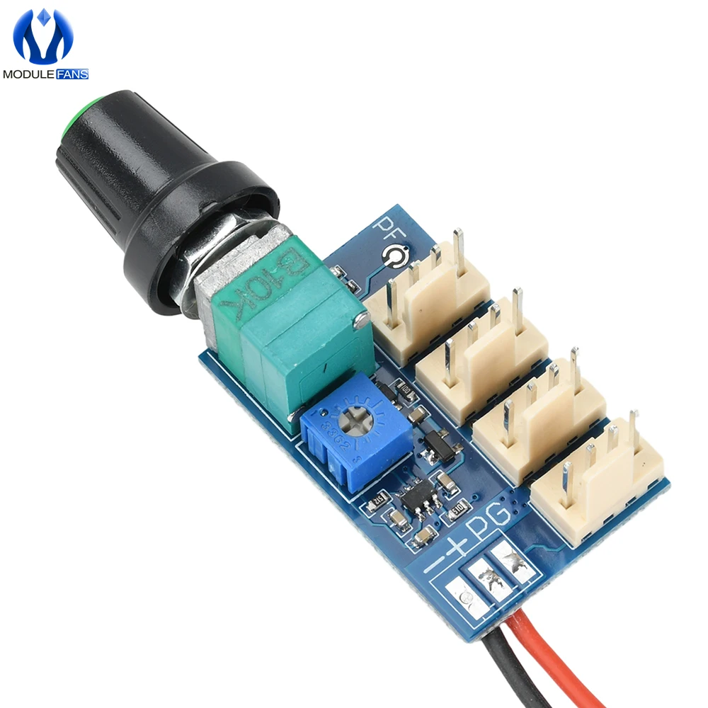 4-قناة PWM وحدة تحكم في سرعة المروحة لهيكل الخادم مع تعديل المقبض اليدوي تيار مستمر 12 فولت 3A 4-سلك مفتاح تحكم في سرعة المروحة