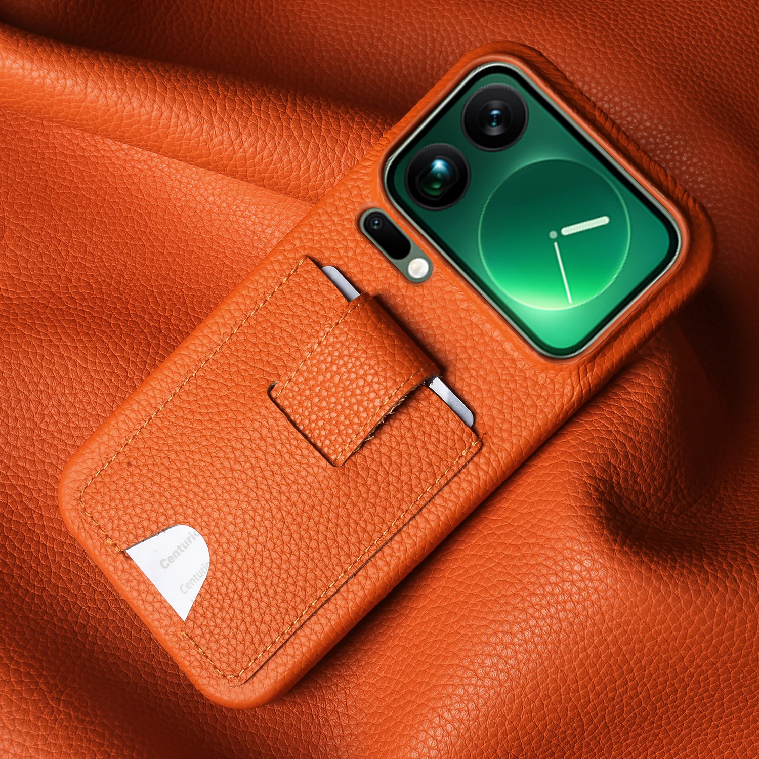 Card Slot Genuine Leather Case For Xiaomi 17 Pro Max Ultra 12T 13T 12s 15s 14T 15T Pro 12 13 lite Phone Back Cover Case Pull tab
