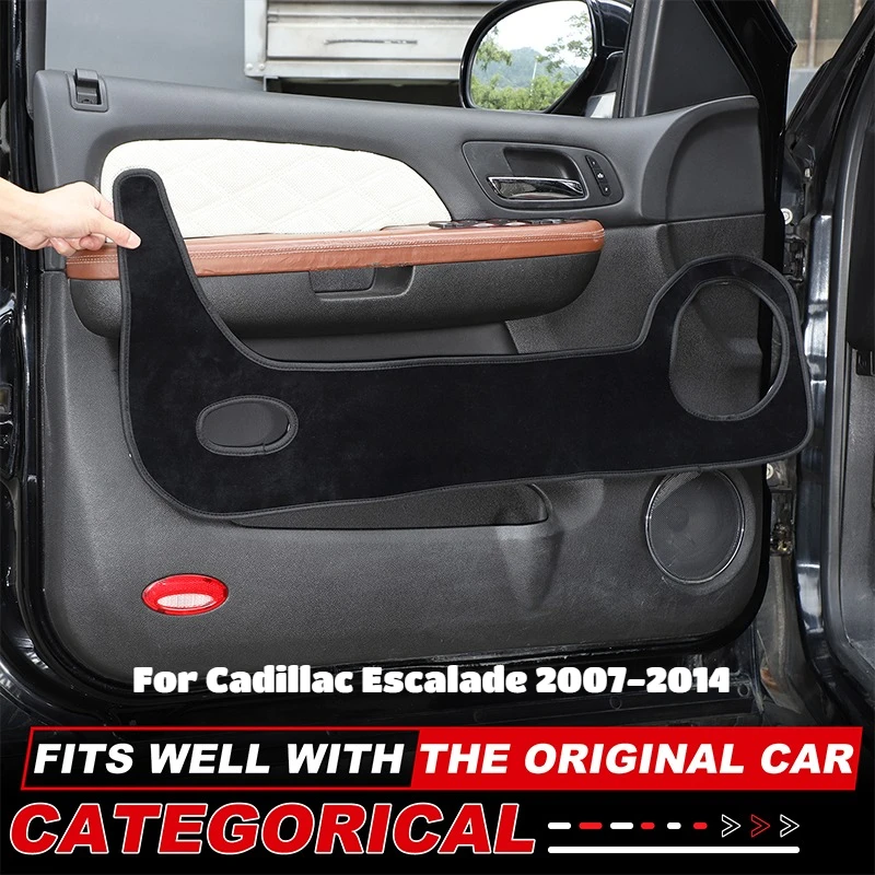 

For Cadillac Escalade 2007-2014 Velvet Black Car Door Anti-Dirt Mat Anti-Slip Mat Decorative Sticker Interior Car Accessories