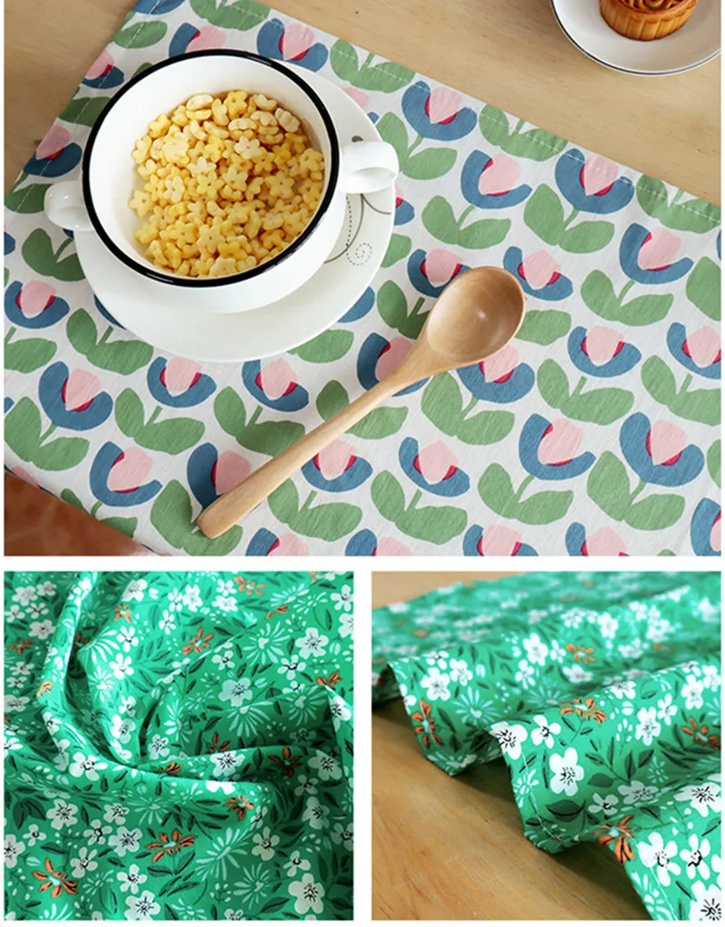 1 Stück 40 x 60 cm pastorale Blume bedruckte Baumwolle für Zuhause, Küche, Tisch, Abendessen, Serviette, Geschirrtuch – Detail 5