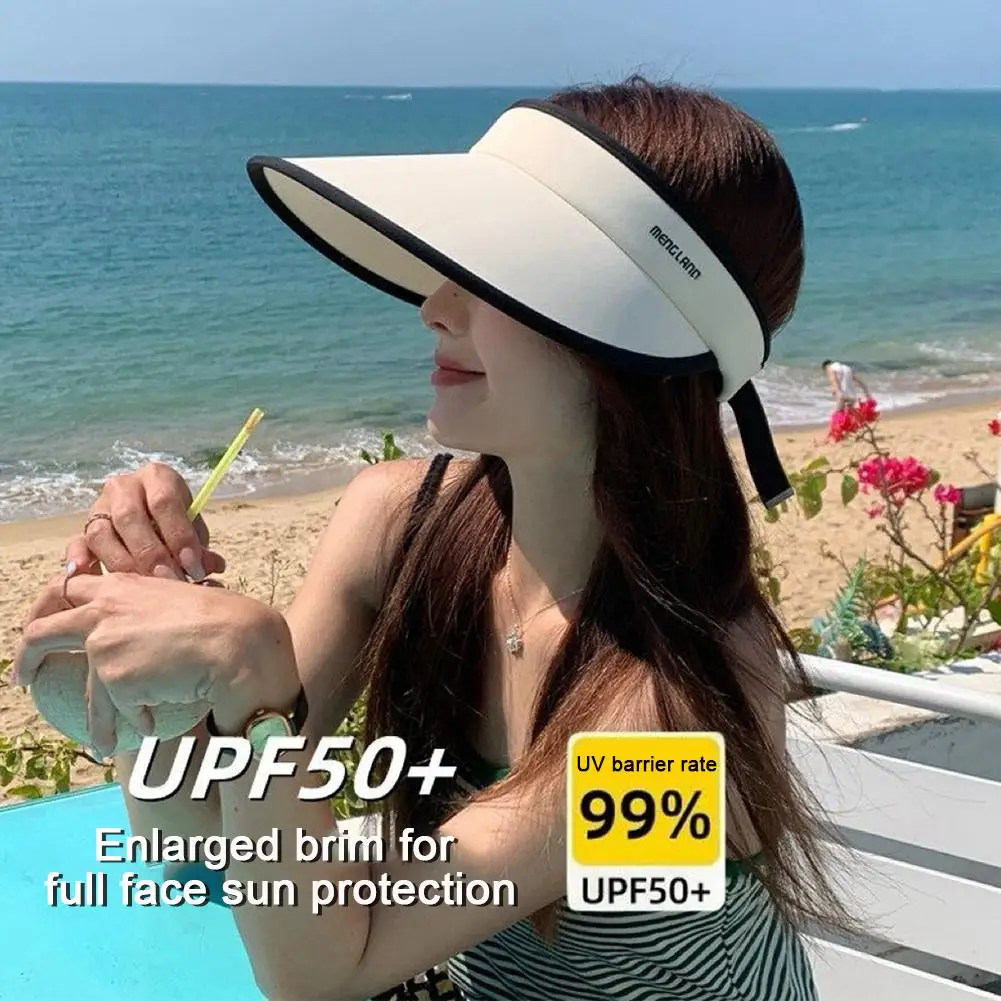 

1PCS Summer Empty Hat For Women UV Protection Ice Silk Sunshade Foldable Outdoor Travel Beach Cap Sunscreen Hat I7O5