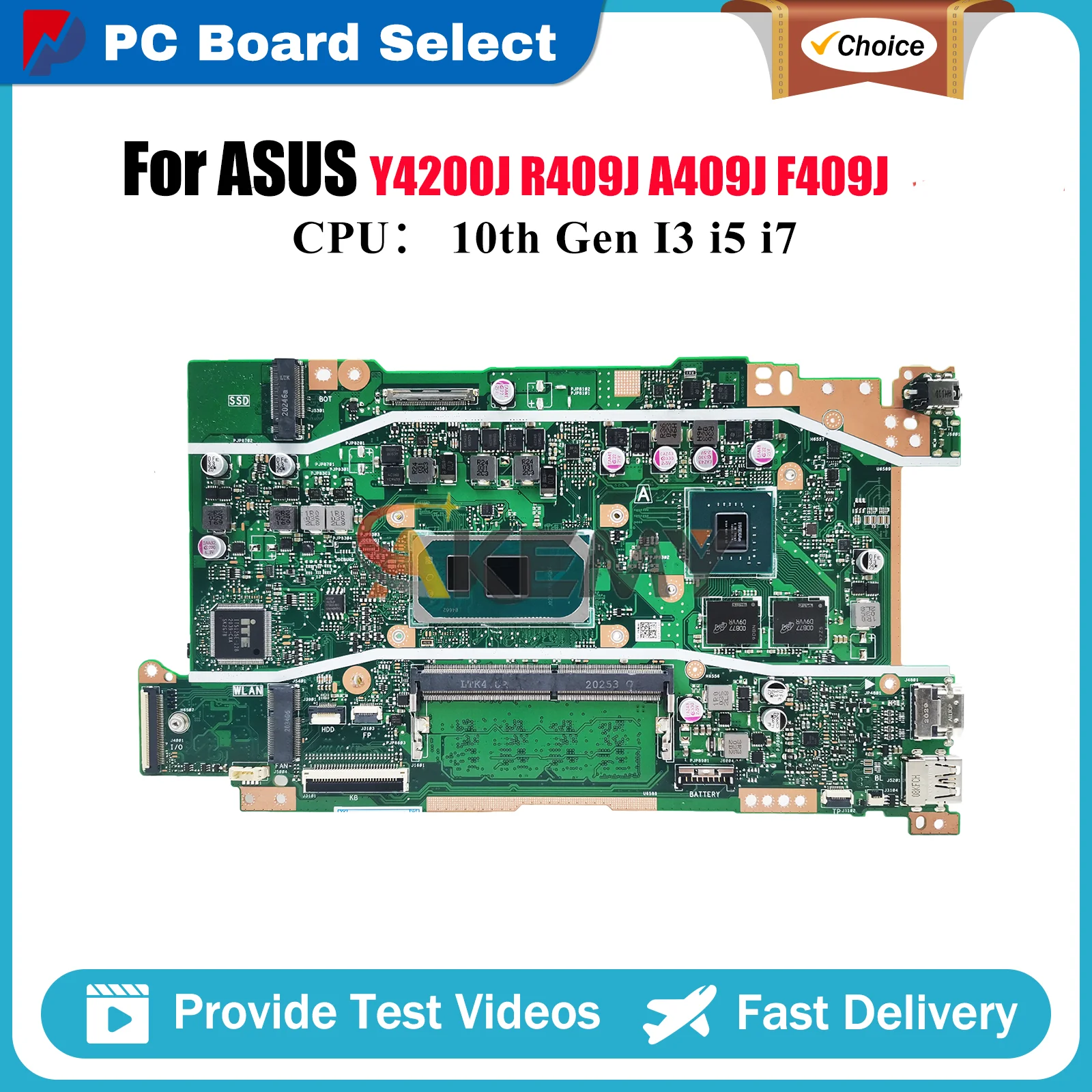 

X409JP Laptop Motherboard For ASUS X409JP F509J Y4200J R409J X409J P1510CJA A409J A509J X409JB F409J Mainboard 10th Gen I3 i5 i7
