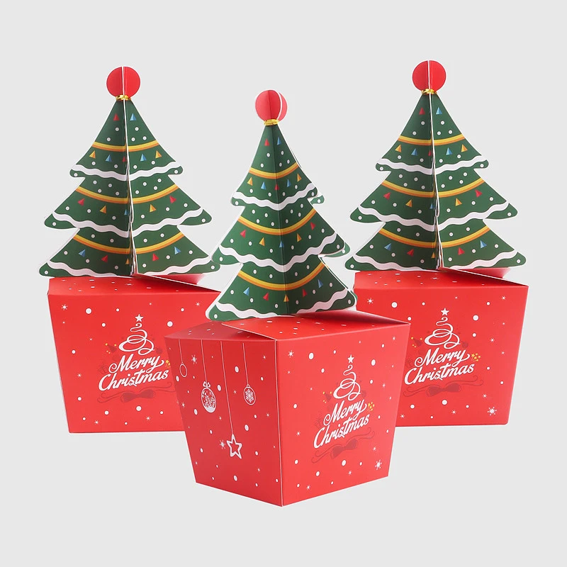 10/20Pcs Wesołych Świąt Choinka Pudełka na prezenty Apple Cake Candy Box Papierowe pudełko do pakowania Xmas Noel Navidad Natal New Year Party Favor