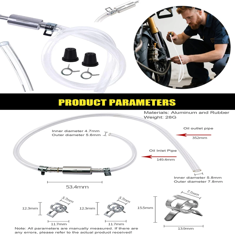 

1PC Brake Bleeder Hose With Metal Clips One Way Check Valve Tube Bleeding Tool For Car Motorcycle Clutch Universal Brake Fluid