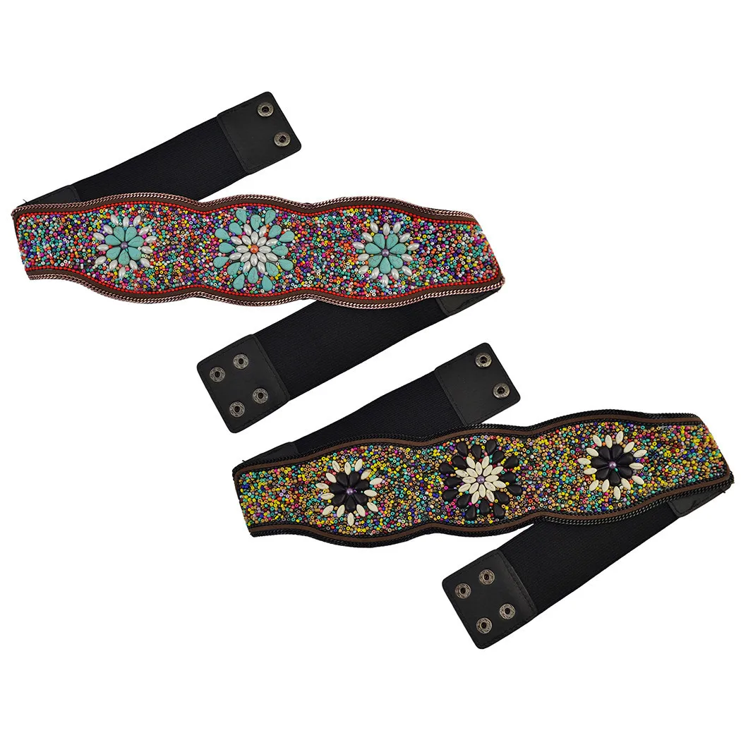 Bohemian Fashion Vintage Charm Belt Belly Chain Inlay Imitation Turquoise Resin Beads Elastic Adjustable Waist Belly Chain Body