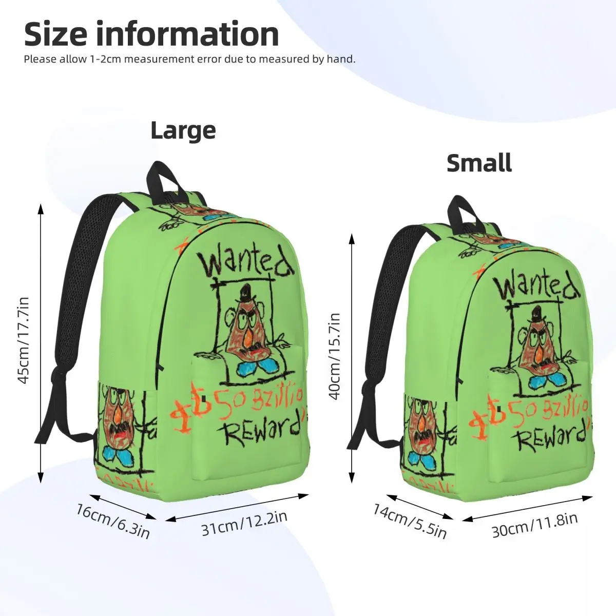 Hiking Wanted Mr Potato Sturdy Shoulder Harajuku Design Disney Toy Story Andy Film Kindergarten Bag Female Children's Bags